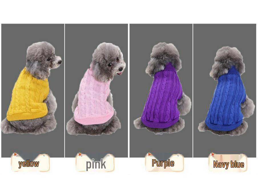 Solid Color High Neck Aran Cable Knit Sweater for Large Dogs