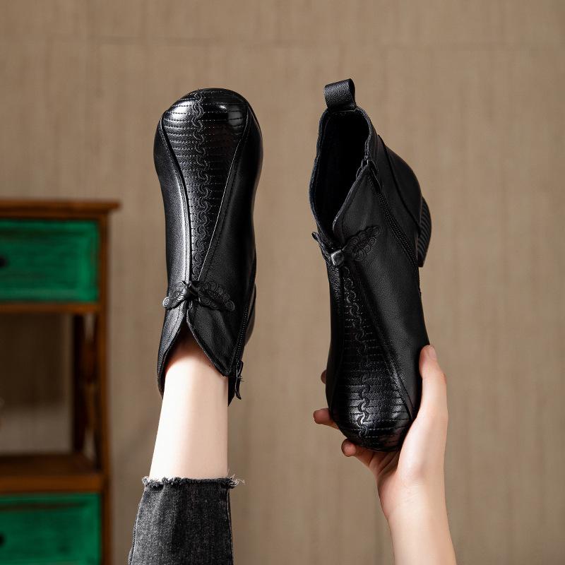 Fashion GKTINOO 2025 New Autumn Winter Thick Heel Ankle Boots Women Warm Boots Shoes Handmade Genuine Leather Zipper Retro Short Boots