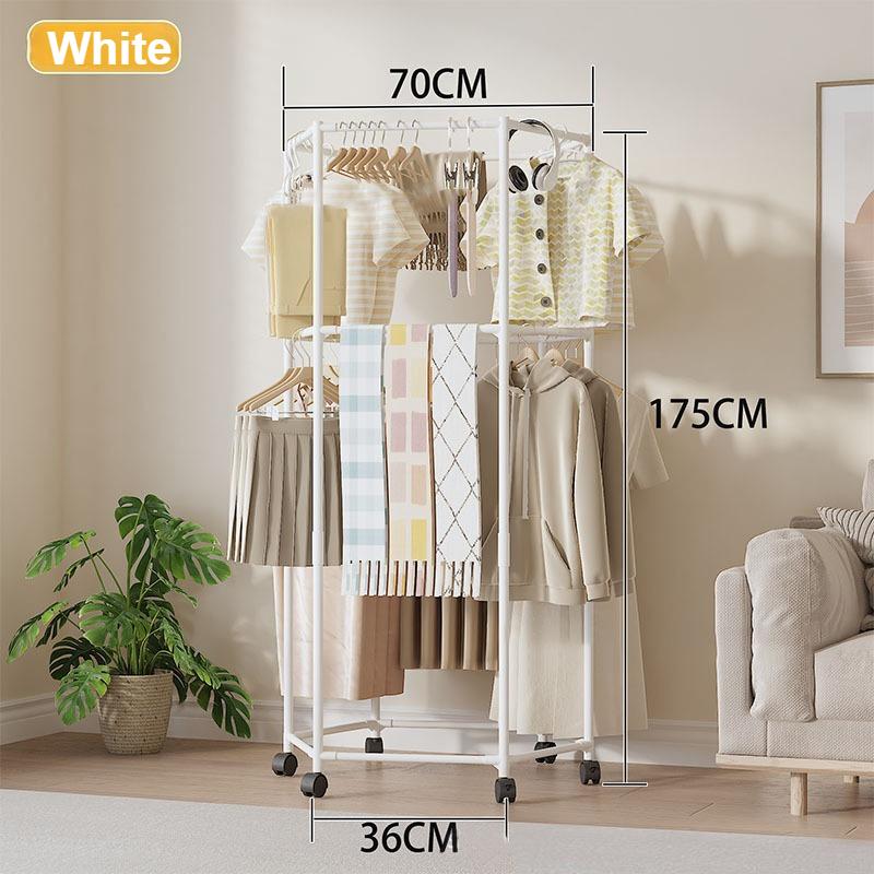 Coat Racks,Clothes Drying Rack with Wheels, Space-Saving Clothesline for Home,Sturdy Metal Construction,for Balcony, Living Room