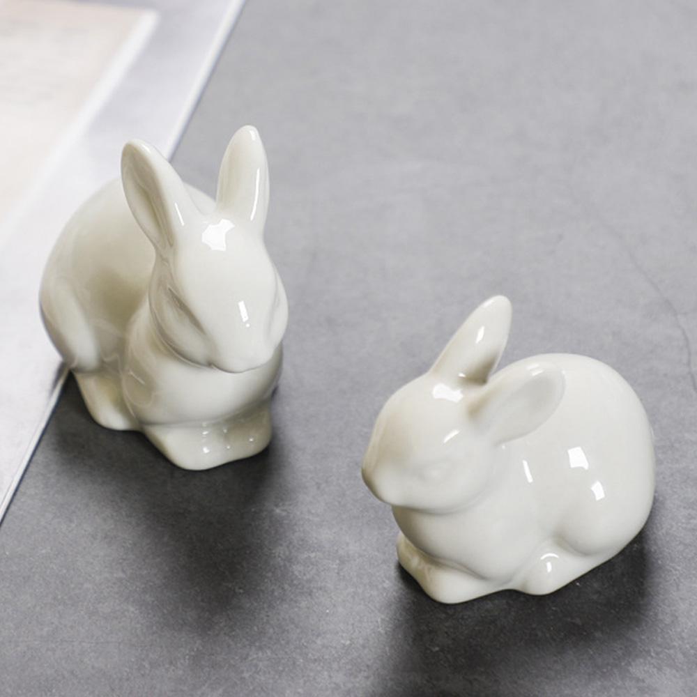 Mini Ceramic Bunny Ornament Home Decoration Animal Figurine Craft for Children Girls Boys Party Gift
