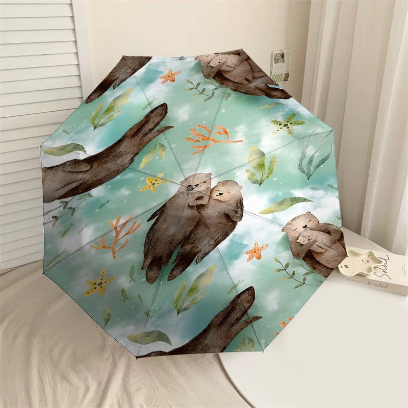 

1PC Otters SeaUmbrella-8-Rib Reinforced, Automatic Open, Lightweight & Durable, Cute Fashion Accessory for Outdoor-P199