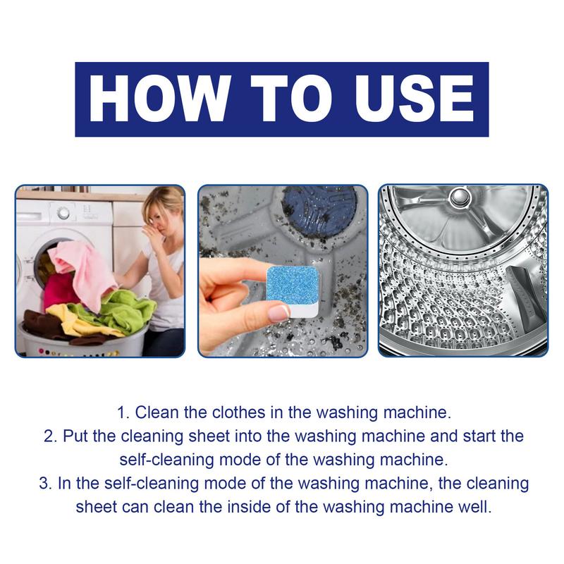 Washer Deep Cleaning Tablet Box Of 12pcs Soluble In Water Washer Smell Removing Tablets Household Cleaning Supplies For Top