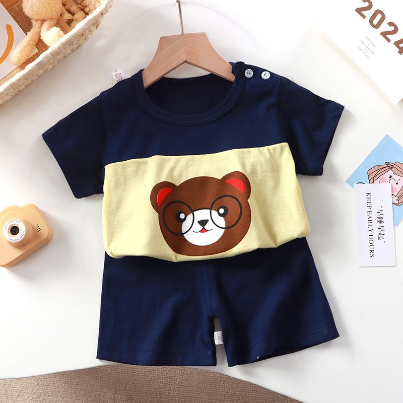 Kids Cotton Cartoon T-Shirt and Shorts Set Baby Boy Girl  Casual Outfit Children Clothes Set