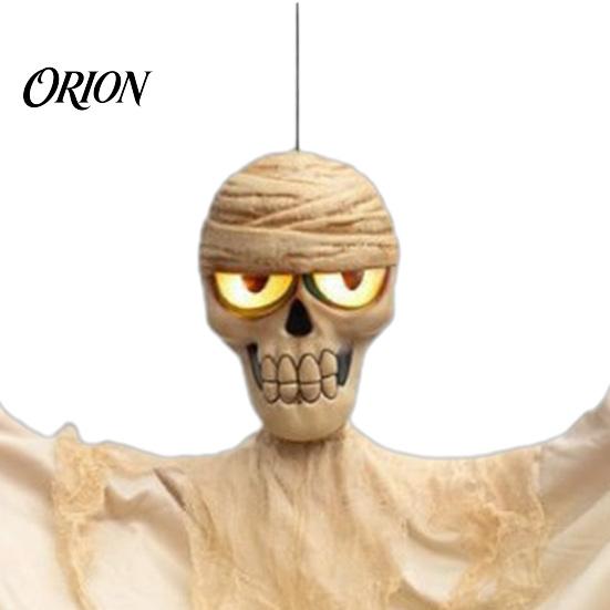 Scary Hanging Skeleton for Yard Halloween Mummy Decoration with Sounds, 31.5 Inch Voice Activated Glowing Eyes Horror Party Decor Skull Haunted House