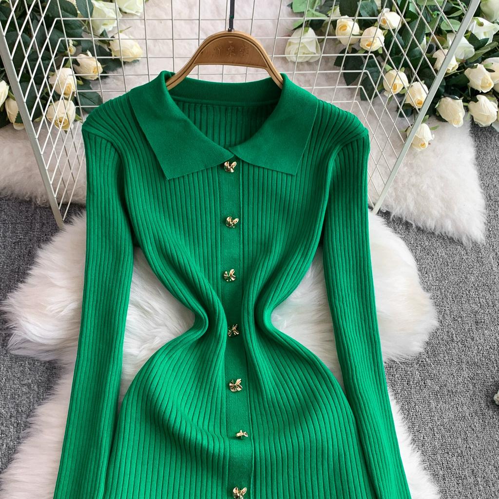 Autumn Winter Women Brand Designer Runway Party Dresses Full Sleeve Knitted Sweater Long Midi Pullover Fishtail Dress