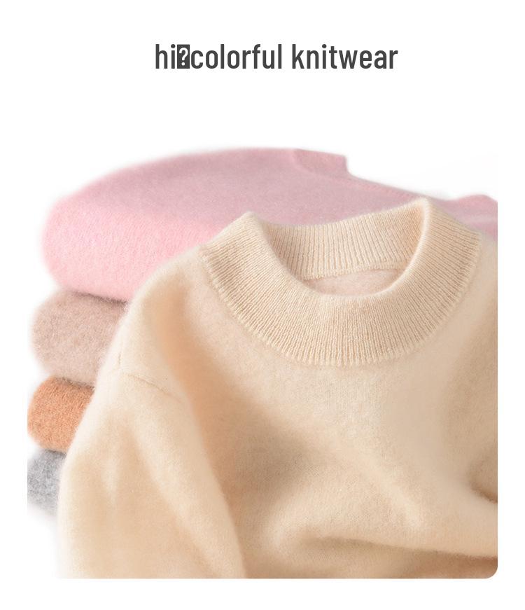 Pure Wool Sweater for Kids: Half-High Collar, Autumn/Winter Warm Knit, Unisex, Plain Color, Medium/Older Children