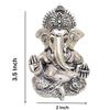 Matte Silver Plated Antique Mukut Ganesha - 3.5" - Perfect for Gifting, Home Decor, Car Dashboard Murti Ganpati Idol for Home Decor