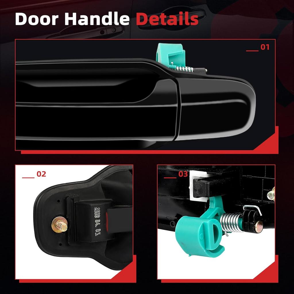 cciyu Door Handle fit for 2003-2009 for Kia Sorento EX Exterior Rear Driver Side Primed Black