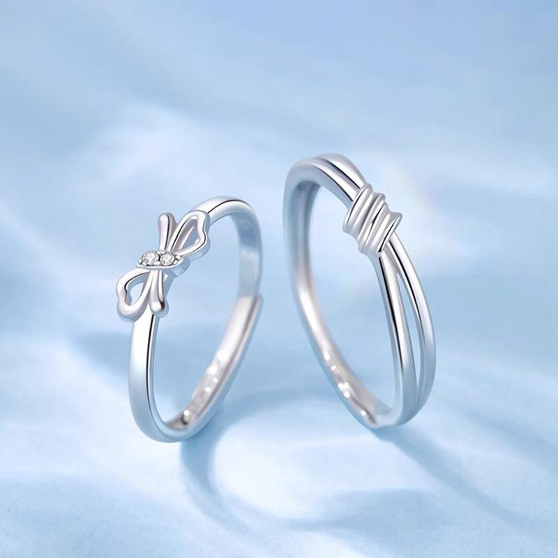 2pcs Couple 925 Sterling Silver Rings Sparkly Zircon for Women and Men Superior Luxury Wedding Jewelry Anniversary Gift