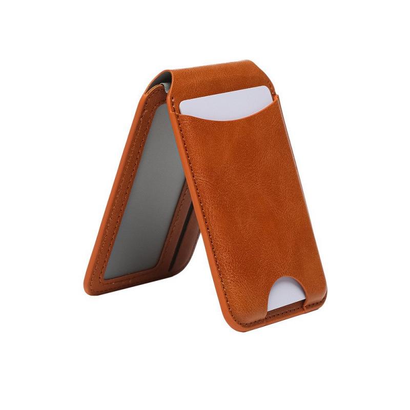 Eco-friendly Magnetic Magsafe Card Holder & Multi-functional PU Phone Stand
