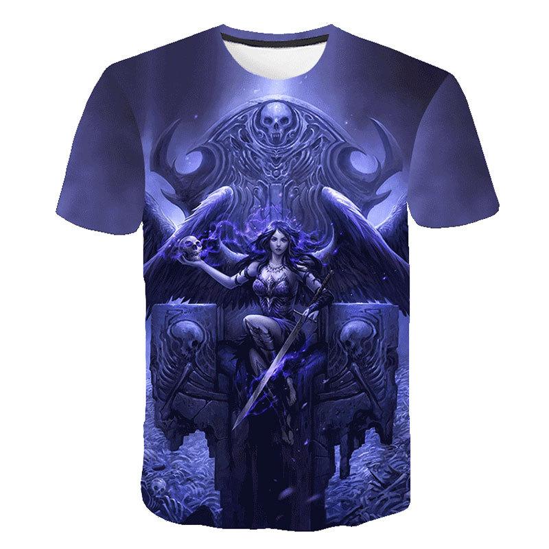 Fashionable Trendy Style Angel Pattern 3D Digital Printed Short Sleeved T-shirt for Men Women Shirt