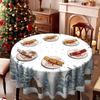 Winter Snowman Theme Round Tablecloth Waterproof Dining Table Cloth, Snow Forest Pattern, Coffee Table Cover, Dinner Decoration