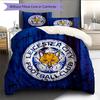 Leicester City FC Pattern Bedding Quilt Set Home Decoration Gift (1 * Duvet Cover + 2 * Pillowcase Without Core)