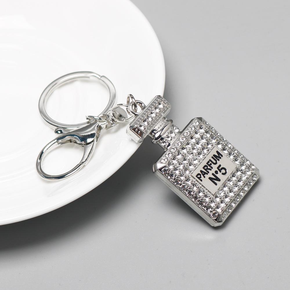 European-American Rhinestone Keychain Charm Perfume Bottle Pendant for Women