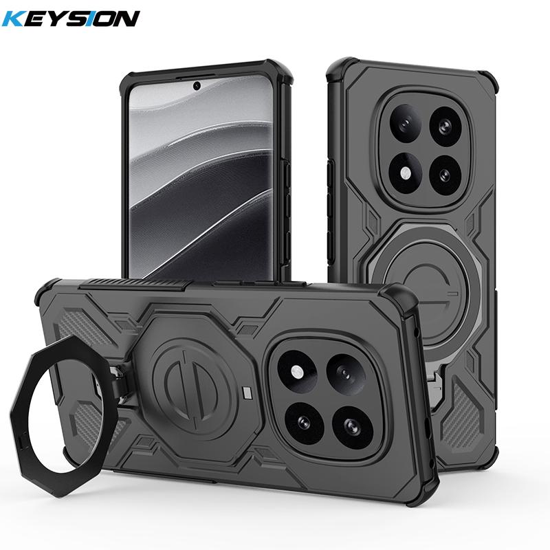 

KEYSION Shockproof Magnetic Case for Redmi Note 14 Pro+ 5G Upright Live Metal Ring Stand Phone Back Cover for Xiaomi POCO X7 5G for Redmi Note 14 Pro+5G