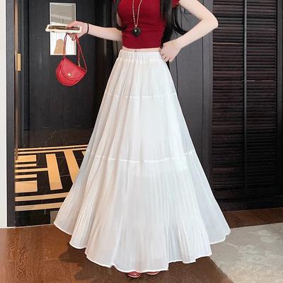 Gentle Style Purple Skirt for Women In Summer New High-waisted Fairy Pleated Skirt for All-match Pleated Skirt