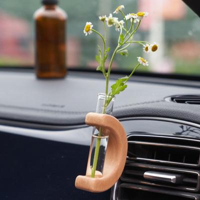 Car Flower Vase Holder Ornaments Car Flower Arranger Wooden Car Vase Vent Clip Dashboard Decor Unique Car Accessory