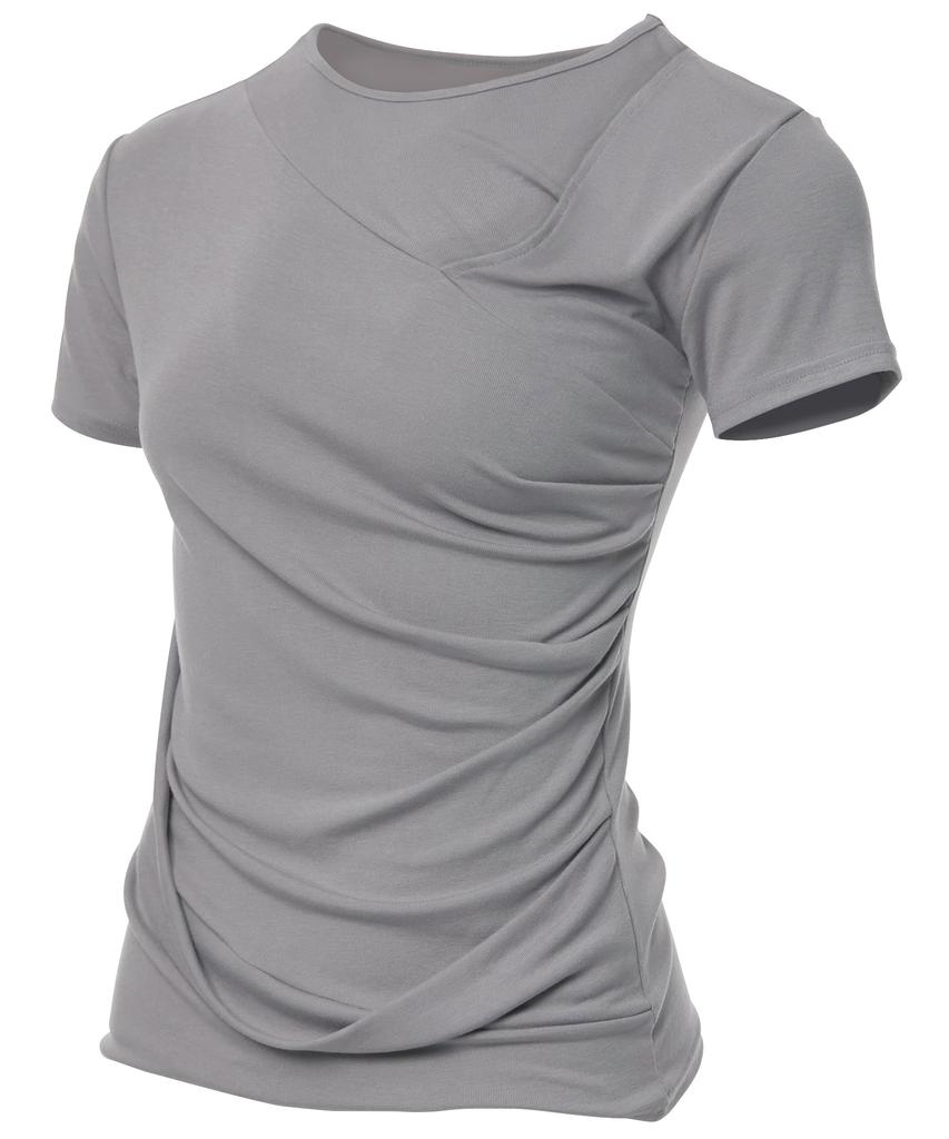 Peulleeoeob Asymmetrical Draped T-Shirt (Fl-147_Gray)