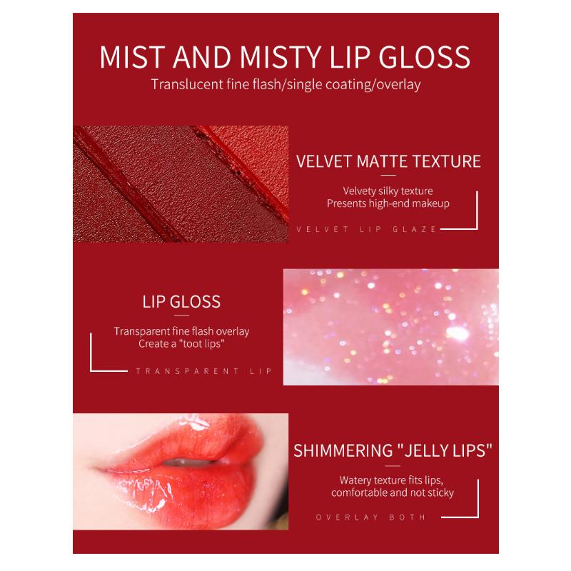 VIBELY Young Girl Fantasy Transparenter Spiegel Wässrige Lippenglasur Feiner Glitzer Perlmutt-Lipgloss Antihaft-Lipgloss-Grundierung