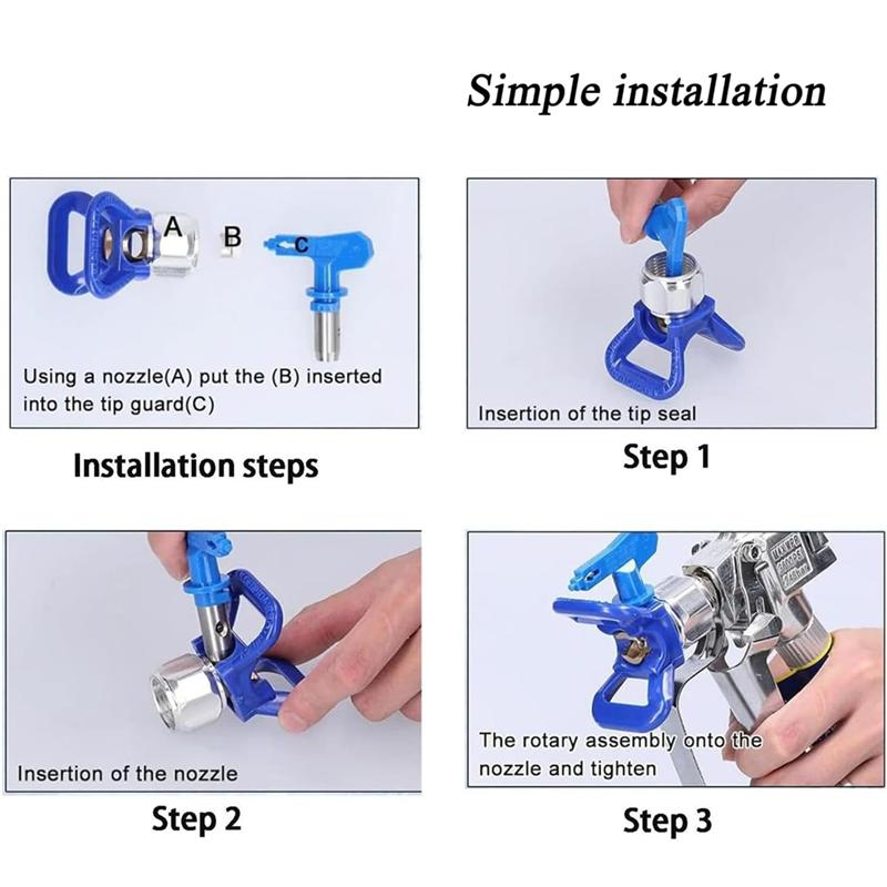 ABNO-Airless Tip& Guard Combo(517) For Spray-Painting For Standard Airless Paint For Coating, Putty, Oil Paint, Water Paint