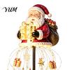 Decorative Porch Holiday Lighting Solar Santa Claus Christmas Garden Light, LED Holding Gift Box Yard Stake Weather Resistant Lawn Decor with