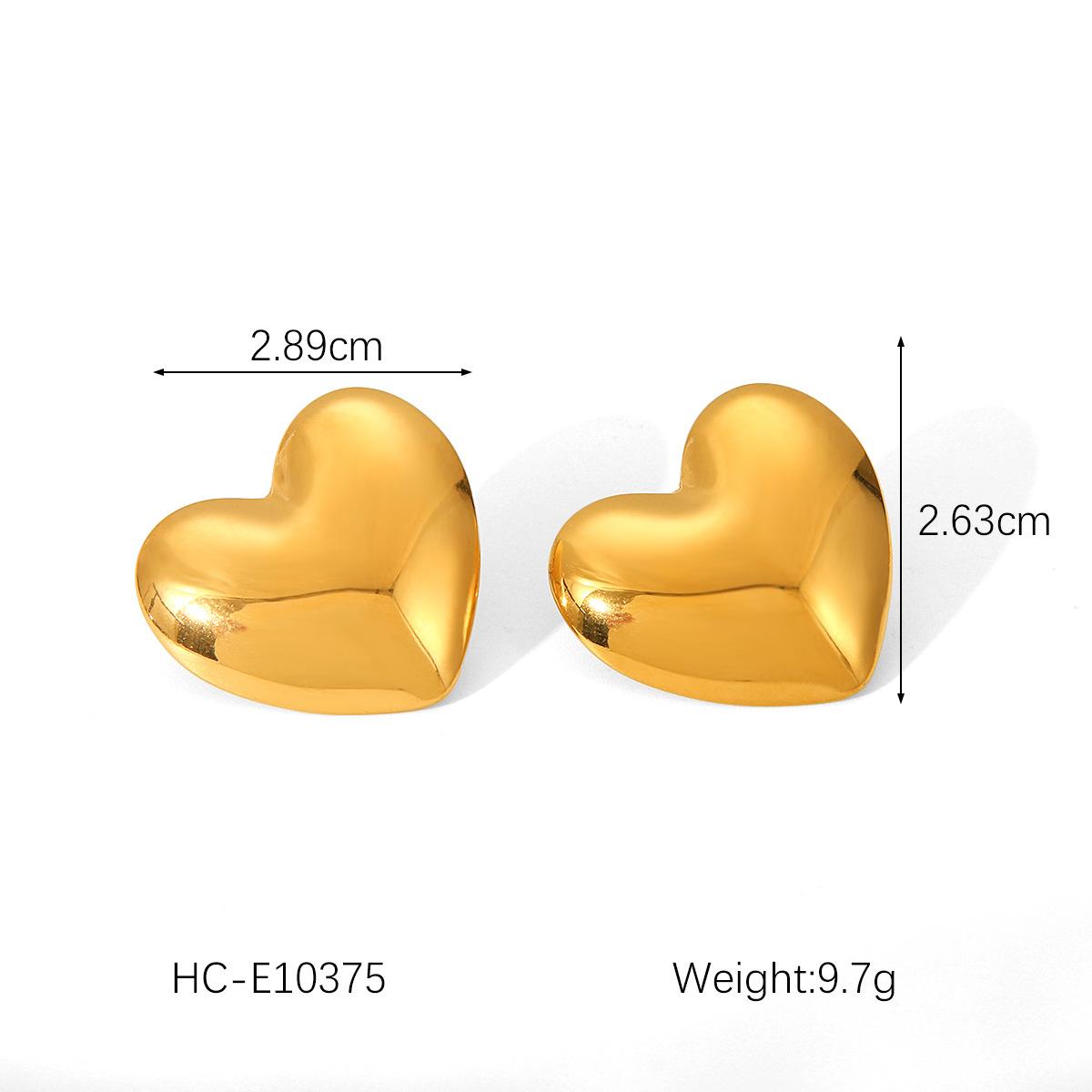 Large Polished Heart Titanium Steel Earrings 18K Gold Stainless Steel Heart Studs Women s Fashion Trendy Ear Jewelry золотой