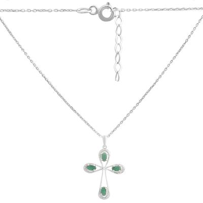 Silver Necklace with Natural Emerald 0.879ct, Product Weight 3.89 G (2167655)