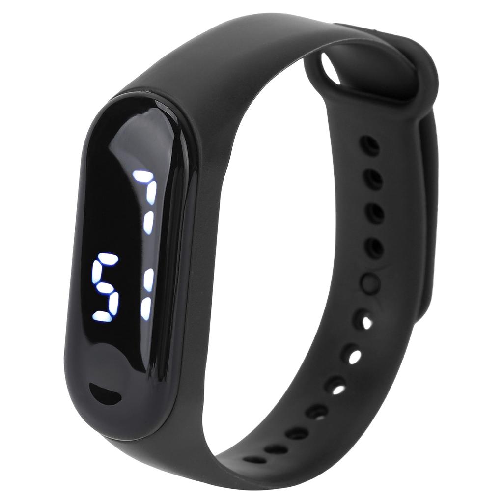 Digitaluhr mit LED-Weißlichtanzeige, Kunststoffspiegel, elektronisches Uhrwerk, Silikonarmband, Sport