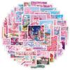 50pcs Cherry Blossom Series Doodle Stickers for Mobile Phones and Computers, Waterproof Decorative Stickers, Creative DIY Stationery Stickers