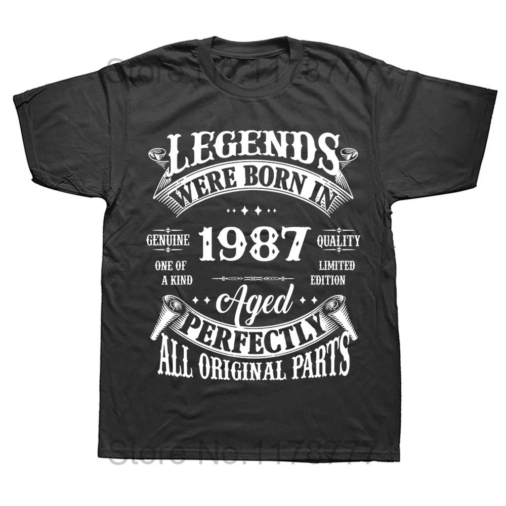 Lustige Legende Geboren 1987 37. Geburtstagsgeschenke 37 Jahre alt T-Shirt Tops Rundhals Kurzarm Mode T-Shirt Lässig Basic T-Shirts