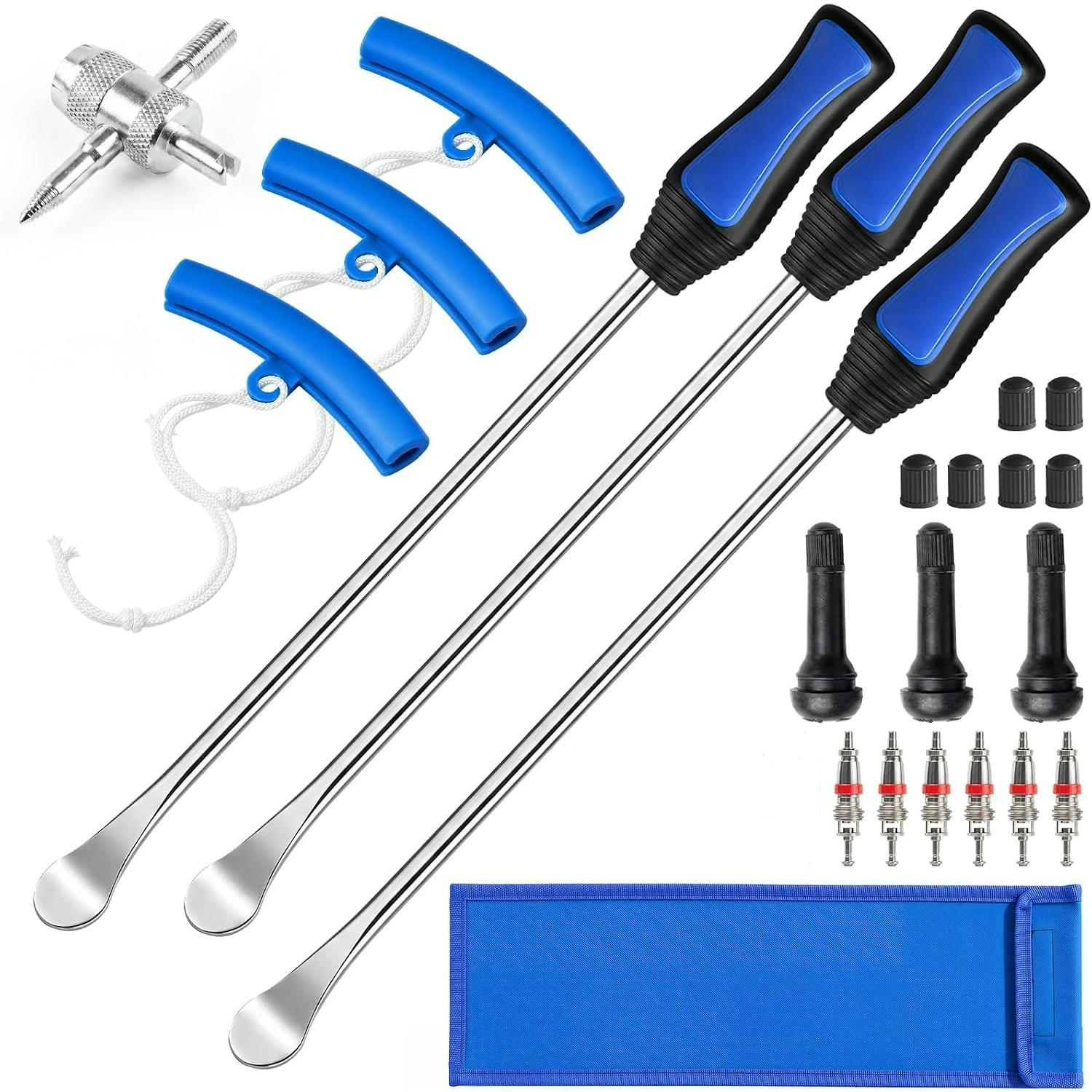 Tire Spoons,Tire Changing Tool Kit with Blue Tire Irons,Motorcycle Tire Spoons and Tire Levers,Tire Removal & Mounting Tools for Dirt Bike,Lawn Mower GF001