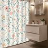 Rural Pastoral Small Flower Plant Shower Curtain, 12 Hooks, Fresh Design Bathroom Decor