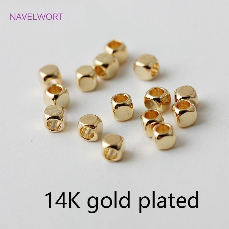 2/3/4mm Hollow Cube Beads 18k Gold Plated Brass Spacer Beads,Separators For Beads,DIY Jewelry Making Supplies Wholesalele