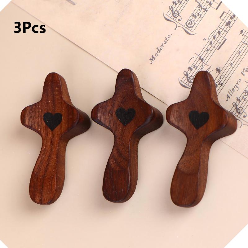 1/3Pcs Wooden Crosses Toys Mini Pocket Crosses Keychain Palm Crucifix Finger Toy For Adults Kids Prayer And Faith Gifts