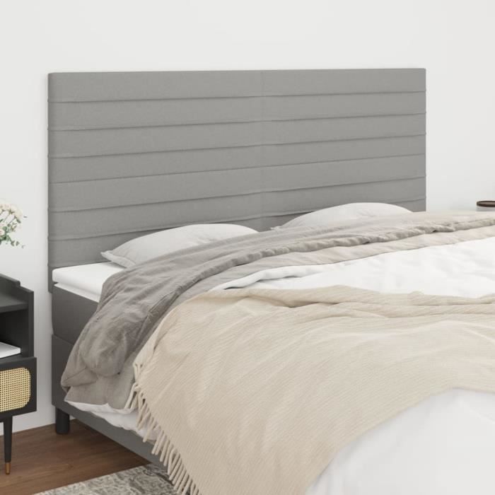 VidaXL Têtes de lit 4 pcs Gris clair 100x5x78-88 cm Tissu3116494