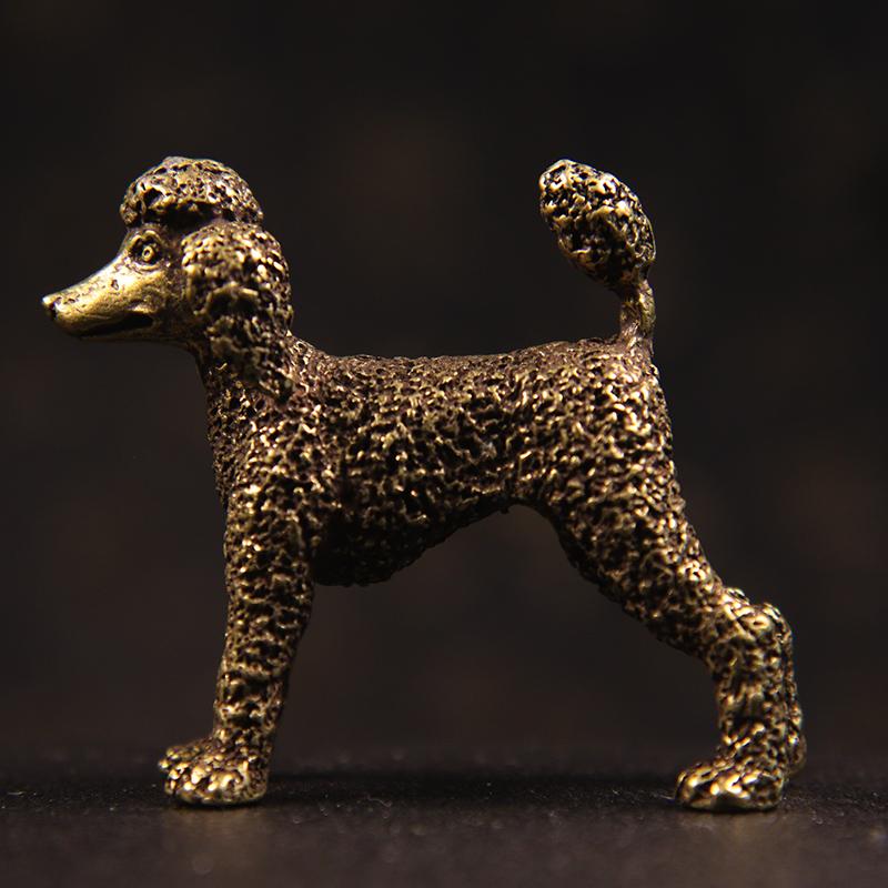 Rent kobber Søt Hundestatue Feng Shui Ornamenter Bronse Stående Puddelfigurer Lucky Skrivebordsdekorasjoner Tilbehør Hjemmeinnredning