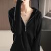 Hooded Sweater Jacket Women's Spring Autumn Winter Models Double Zipper Loose and Thin Sweater Korean Version of The Simple Temperament Top Cardigan