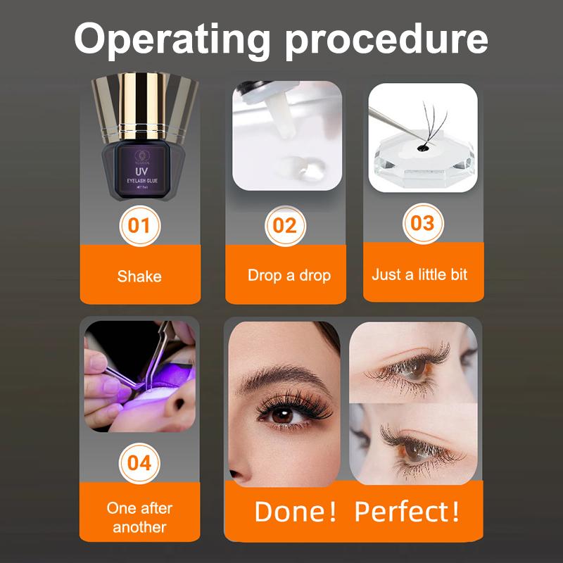 5Ml Uv Glue Adhesive For Eyelash Extensions 1S Fast Drying Strong False Eye Lash Extension Glue Long Lasting Uv Eyelash Glue