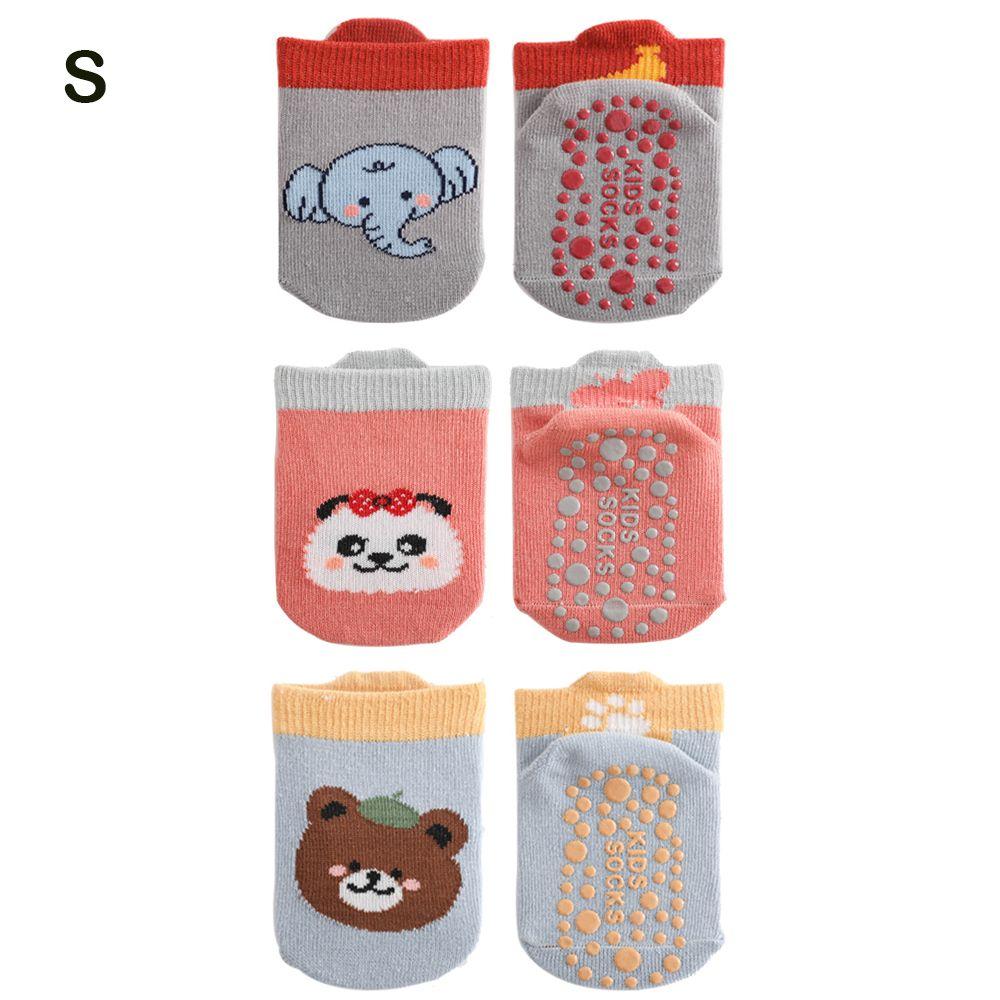 3 Pairs/Set Cartoon Animal Pattern Floor Socks Breathable Kids Step Socks Kids Cotton Socks
