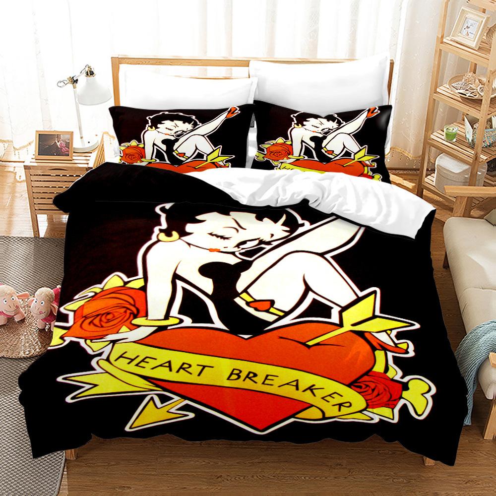 3D Three-Piece Betty Boop Quilt Cover Digital Printing
