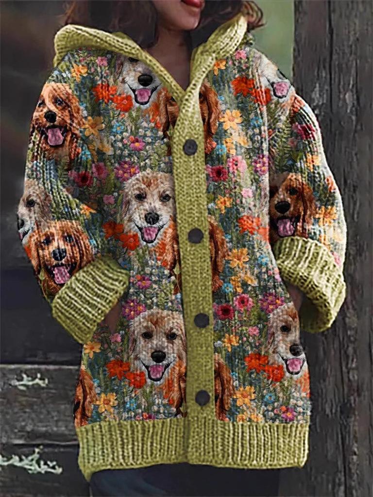 Trendy Fall/Winter Knitwear for Women - Digital Print Cozy Fleece Sweatshirt