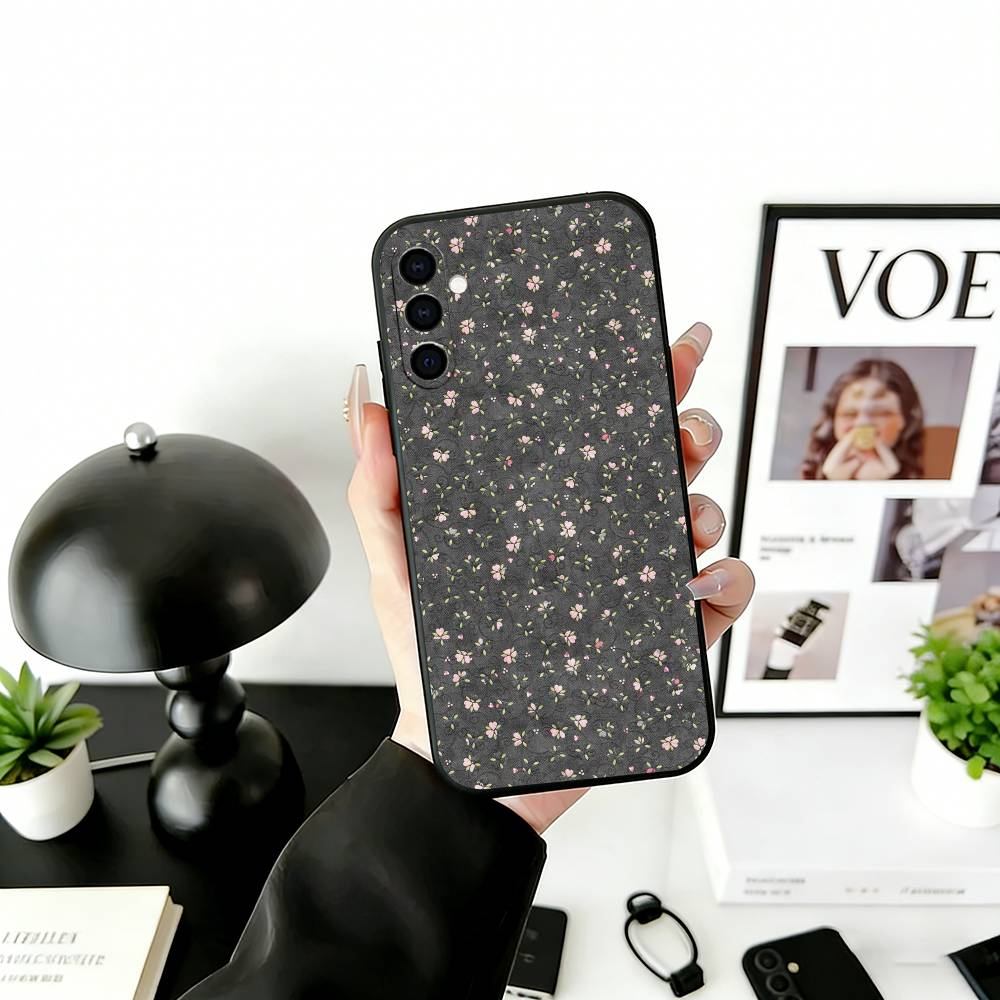 

Romantic Floral Phone Case For Samsung Galaxy A73,A72,A71,A70,A53,A52,A51,Others Soft Black Cover Samsung a72