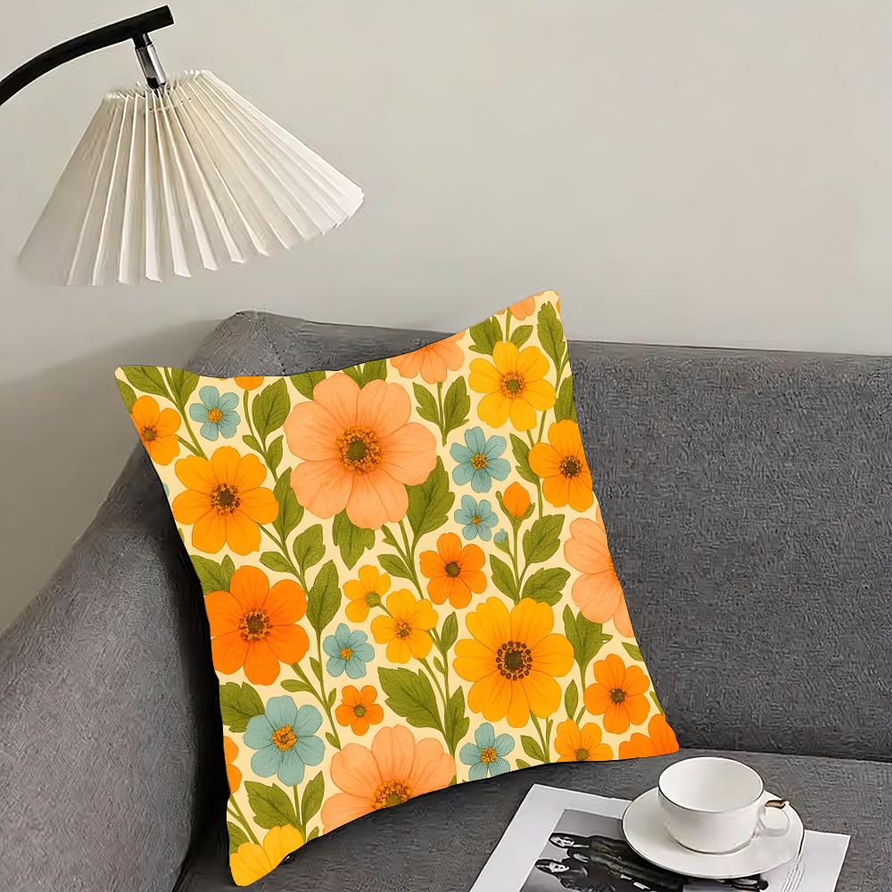 Retro Floral INS Cushion Cover Pillowcase Ultra Soft Skin Friendly Fabric Cloud Like Comfort  Concealed Zipper
