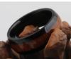 Elegant European & American 8MM Stainless Steel Pinky Ring with Black Wood Grain