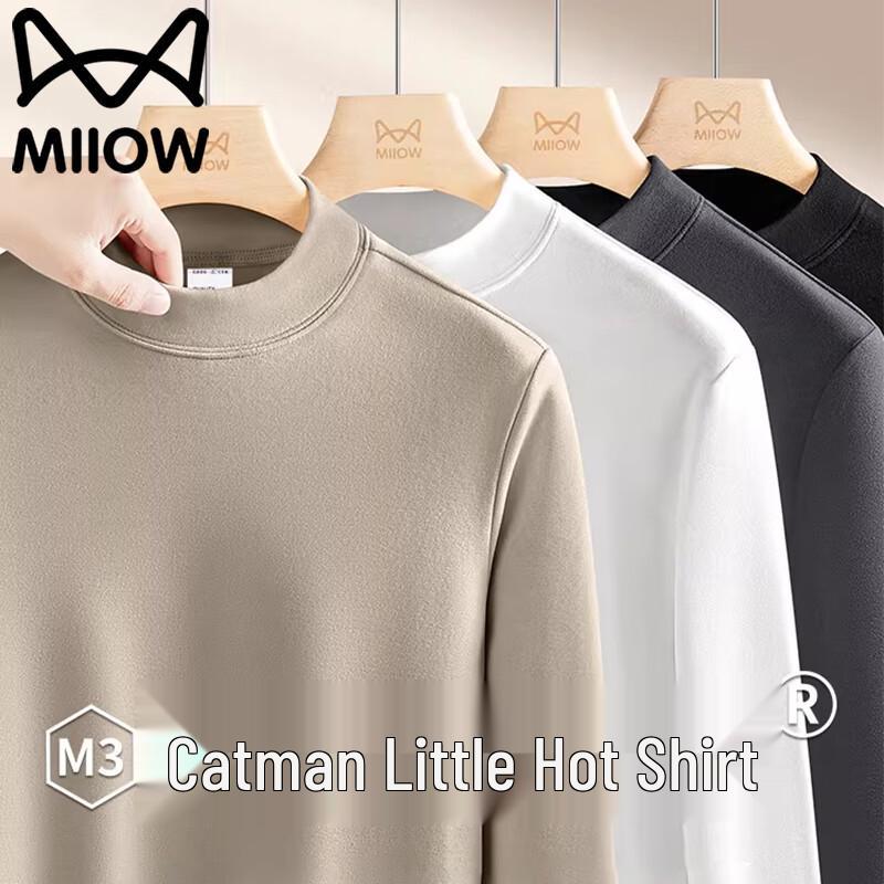 Maoren Men s Velvet Half-High Neck Pullover Sweatshirt L