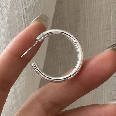 925 Sterling Silver Vintage Earrings For Women Trendy Simple Round Shape Earring Jewelry Prevent Allergy Party Accessories