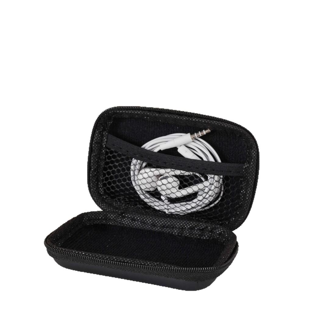EVA Earphone & Cable Organizer with Mesh Pocket for Camera & Charger