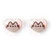 Pusheen the Cat Pink Enamel and Gold Heart Stud Earrings