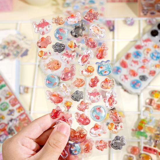 Japanese Theme Puffy Stickers 3D Sushi Dessert Mountain Stickers Kawaii Goldfish Colorful Mini Decals for Scrapbooking DIY Projects Laptop Decorations