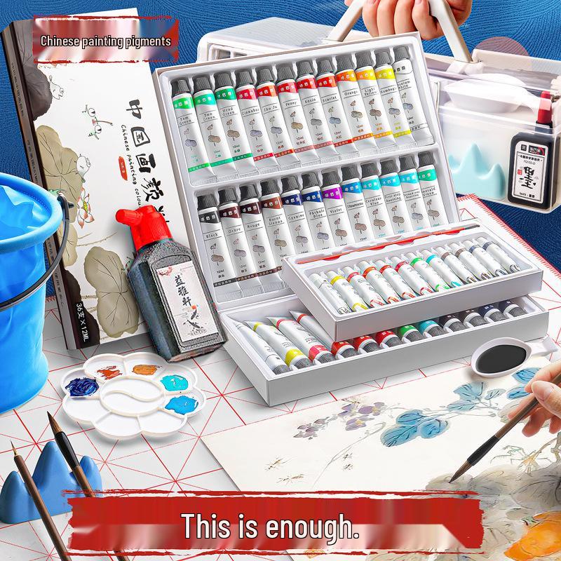 

Набор пигментов для китайской живописи Kaba Bear: 12 цветов для начинающих в живописи тушью - Идеально для учеников начальной и средней школы 12 Colors 5ml with Palette